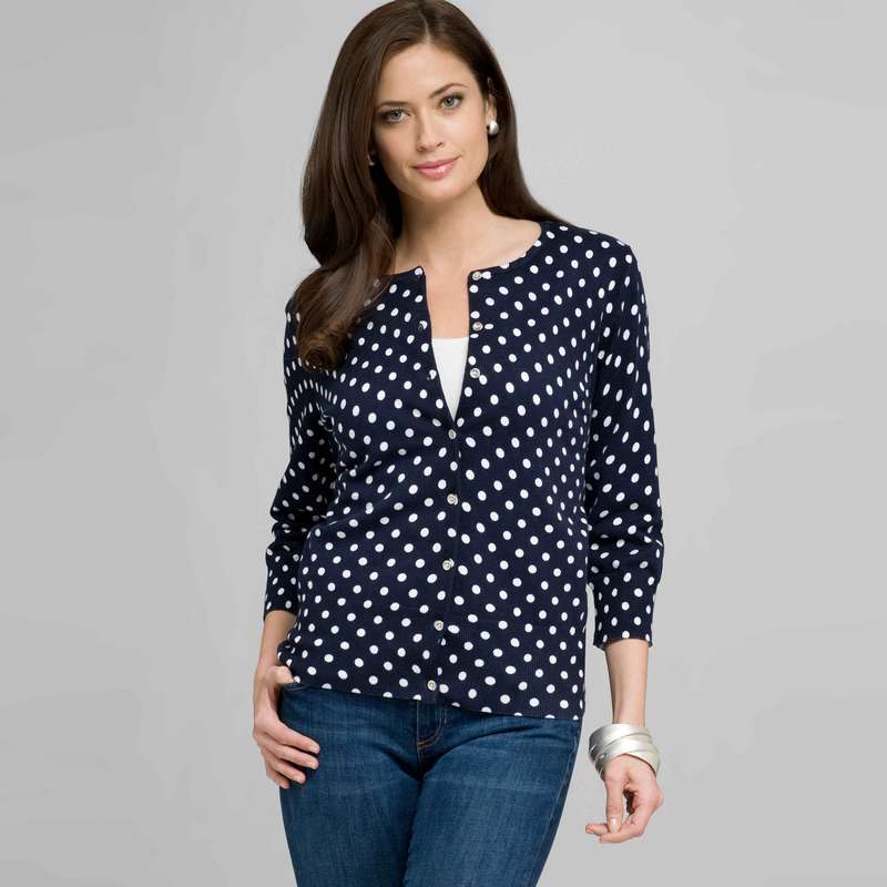 Polka Dot Cardigan, swiss navy & white, large image number 0
